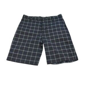 Nike Golf Dri-Fit Core Black Plaid Casual Tech Shorts Mens Size 34 quick dry